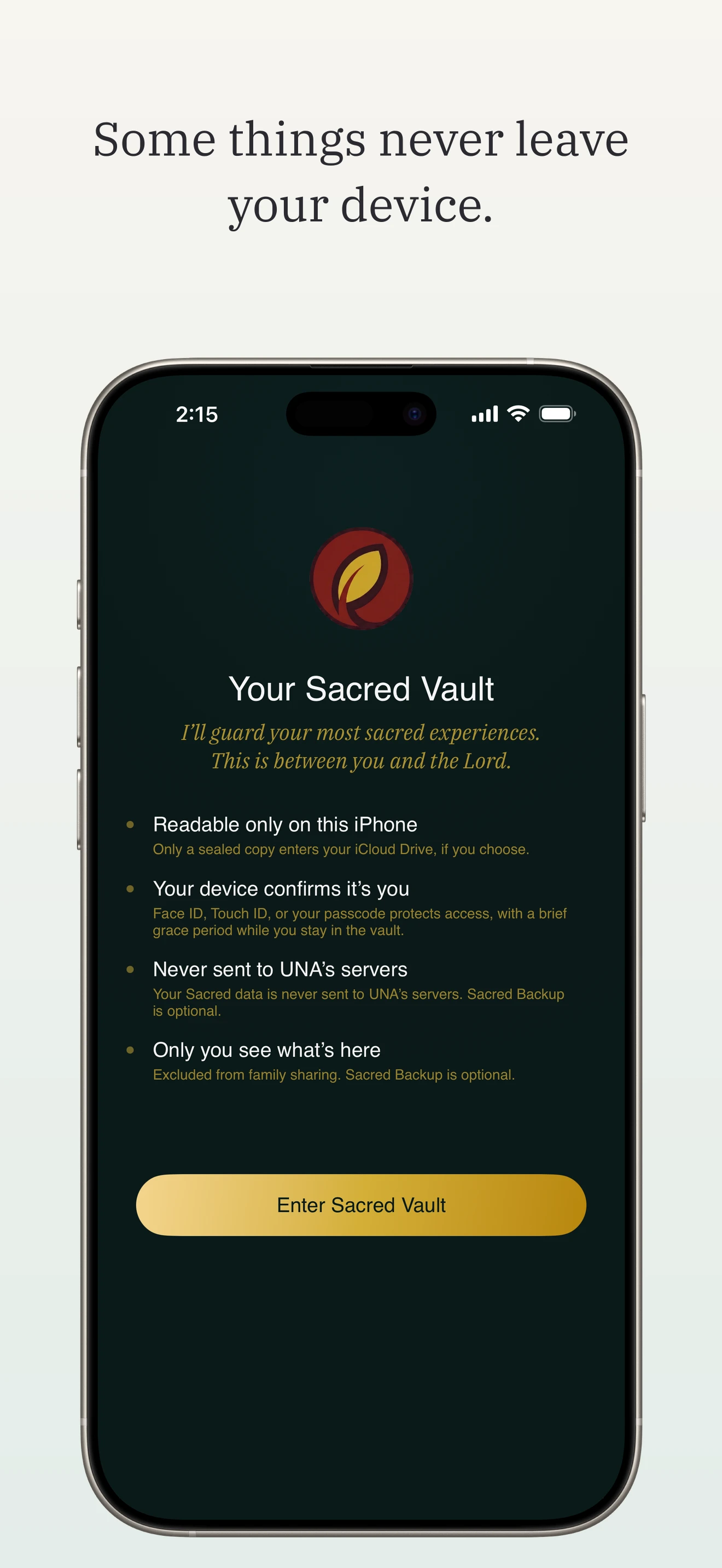 The Sacred Vault — “Some things never leave your device.”